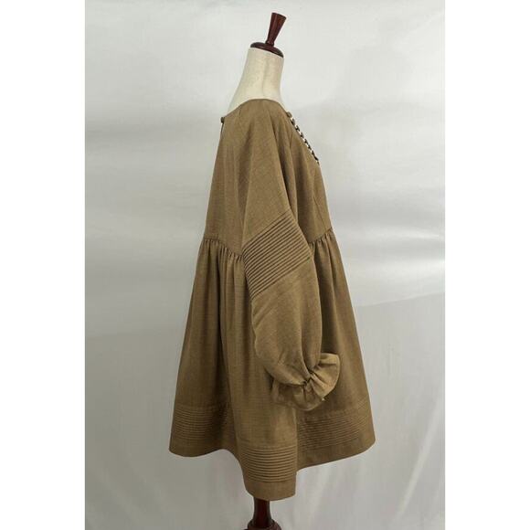 MOODSTORIES OS S M L Brown Tan Long Puff Balloon Sleeve Dress Fall - Picture 9 of 9